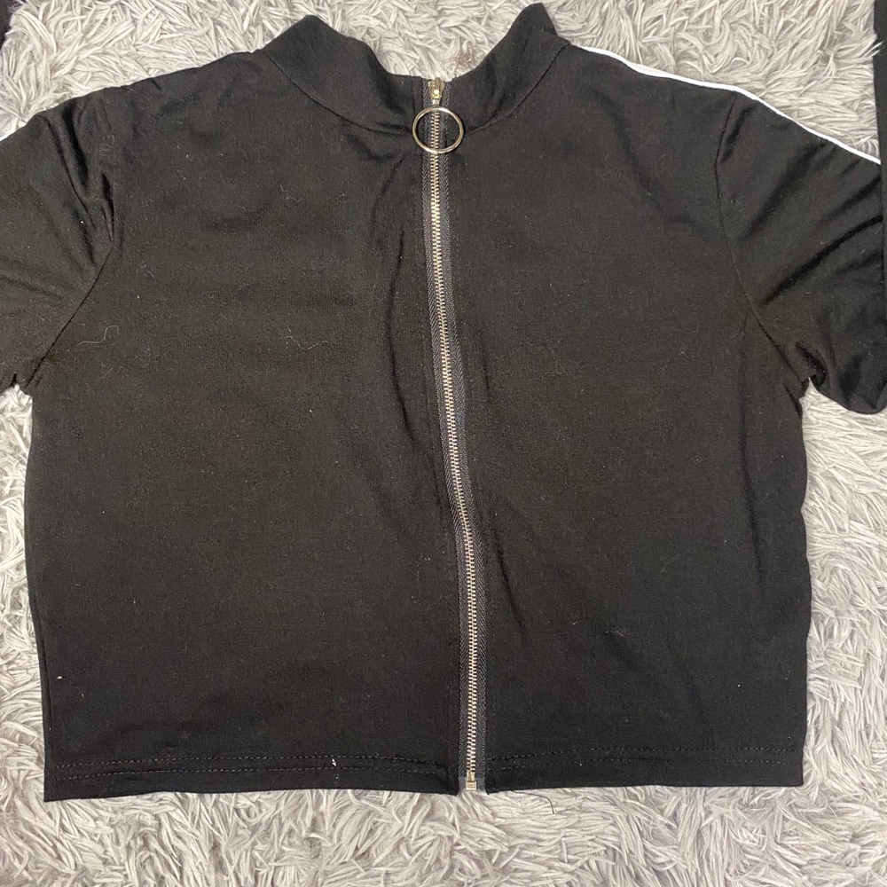 Black Jacket Crop Top